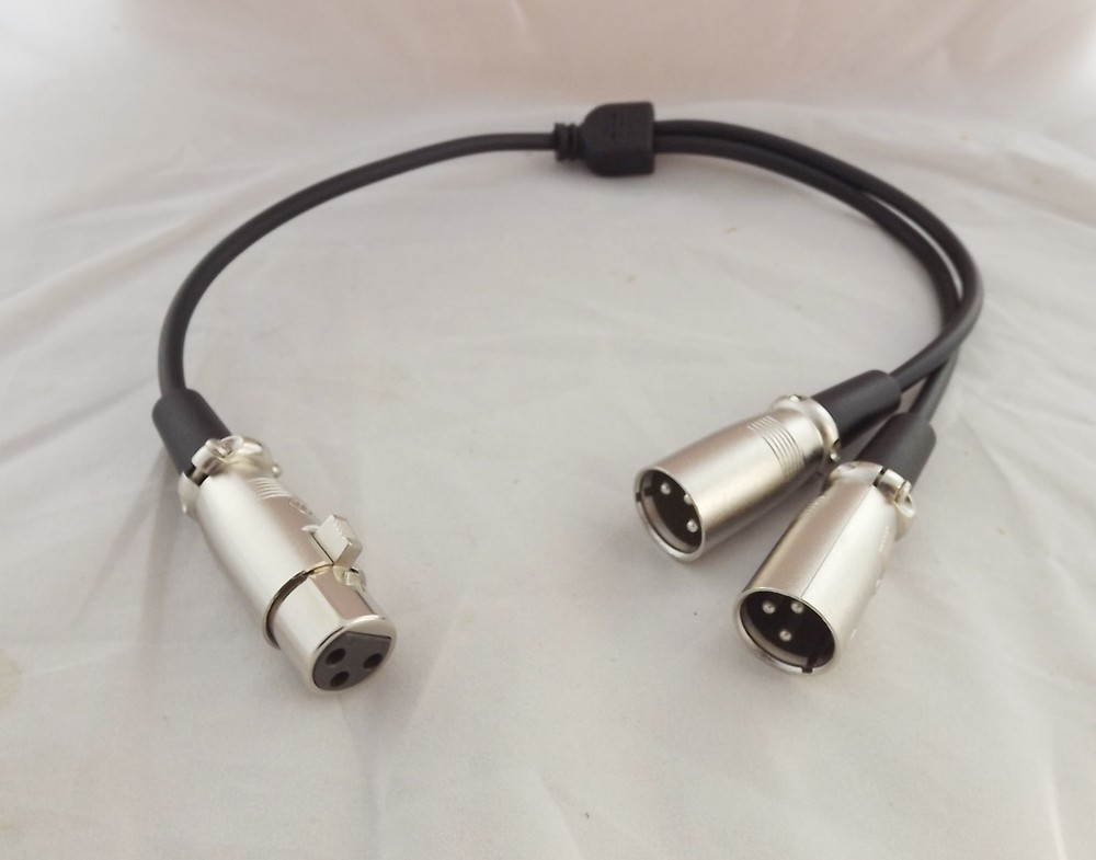 1x Premium XLR Female Jack To 2 XLR Male Plug Mic Audio Cable Adapter 1.5Ft 0.5M