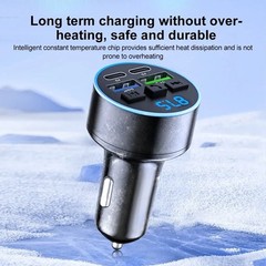 66W Bluetooth 5.0 FM Transmitter Car Phone Charger USB Cigarette Lighter Car