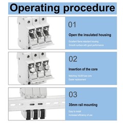 RT1832X 32A AC690V Cylindrical Fuse Holder Base DIN Rail Mounting CE 3P