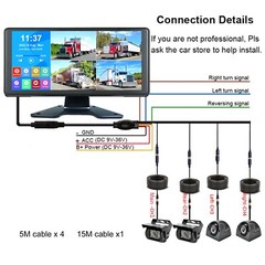 32GB 10″ Quad Monitor 360° Parking System DVR backup HD Cameras For Truck RV BUS