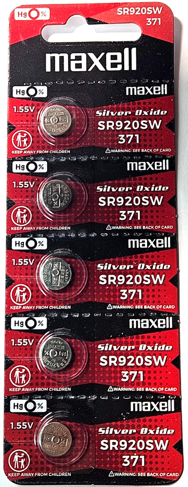 5 PACK MAXELL 371 SR920SW SR920 SILVER OXIDE (GOOD EXP 12/30) FREE SHIPPING