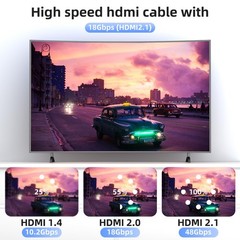 8K HDMI 2.1 Cable 6.6ft Ultra High Speed 48Gbps 8K@60Hz 4K@120Hz eARC HDR Dolby