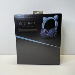 Fashion Cool Wireless Cat Ear Headphones w/Microphone Blue NEW