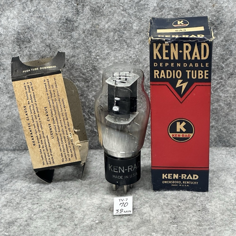 NOS KEN RAD 6A3 TUBE TESTED 119%