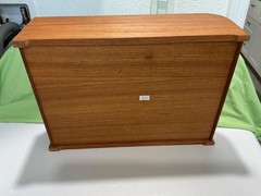 Vintage Indonesia Wooden Teak Tambour Roll Top Cassette Holder Case 14×9 3/4inch