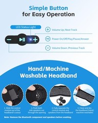Sleep Headphones Bluetooth 6.0 Headband, 3-IN-1 Sleeping Headband Headphones …