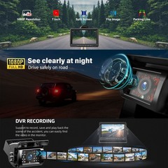 7″ Split Monitor DVR +AHD 1080P Rear View Backup Camera For Truck Bus Caravan RV