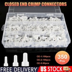 350PCS Closed End Crimp Cap12-10 16-14 22-18 AWG Gauge Wire Connector Terminal