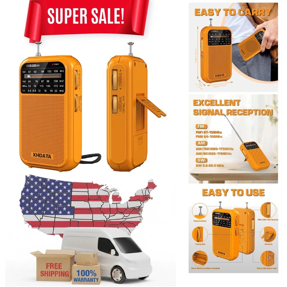 Compact D220 AM FM SW Receiver – Easy to Use, Battery Operated Transistor Radio