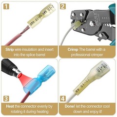 Female 22-10 AWG Heat Shrink Wire Spade Connectors Quick Disconnects Terminals