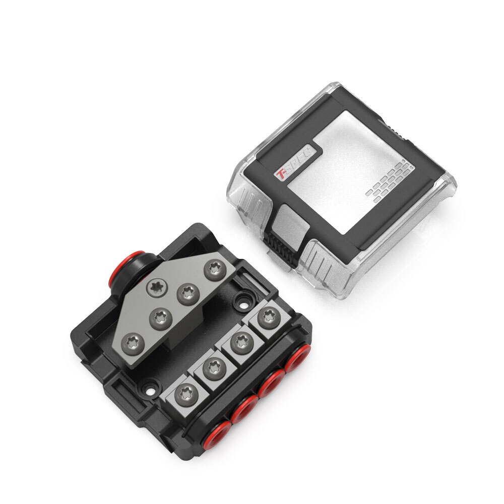 Metra VFDB4 MANL Fuse Distribution Block | 1/0 – 4 AWG In, (4) 4/8 AWG Out Bla