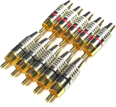 RCA Plug Solder Gold Audio Video Connectors (10 Pack)