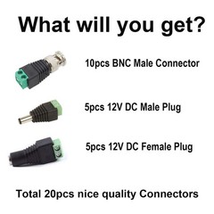 DC Power Jack Plug Adapter Barrel Connector 10PCS 12V Male and Female 2.1 X 5.5M