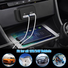 2X 12-24V 4.8ADual USB PD QC3.0 Car Boat RV Fast Charger Socket LED Power Outlet