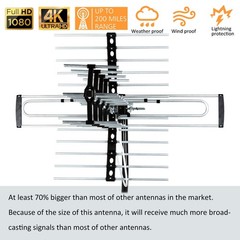 Five Star Outdoor HDTV Antenna up to 200 Mile Long Range, Attic or Roof Black