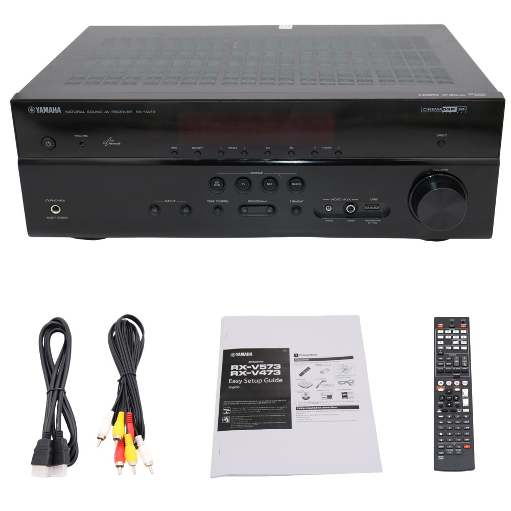 Yamaha RX-V473 5.1 Channel AV Receiver HDMI Home Theater Remote Bundle – Bundle