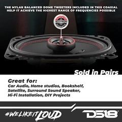 DS18 2x 6.5″ Mid-Range Loudspeaker and 2x 4×6″ Coaxial Speakers with Tweeters
