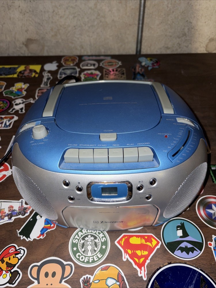 Y2K 2000s Emerson Sky Blue Radio CD Cassette Tested And Working See Links