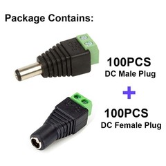 100Pairs Male Female 2.1×5.5mm DC Power Plug Jack Adapter Connector for CCTV Lot