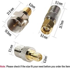 6PCS F Type to SMA Coax Adapter Set, Male & Female RF Connectors