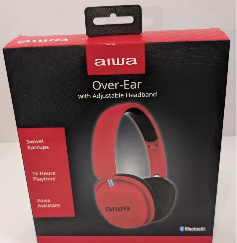 Aiwa Bluetooth Over-Ear Wireless Headphones w/ Adjustable Headband, 15H Playtime