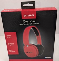 Aiwa Bluetooth Over-Ear Wireless Headphones w/ Adjustable Headband, 15H Playtime