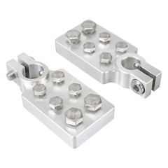 Pair of Car Audio 6 Spot Flat Battery Terminals Bolt 4/0 AWG Lugs Gauge