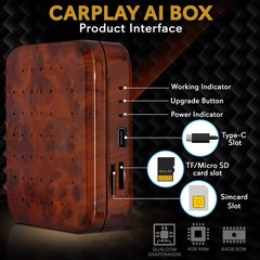 Pyle Wireless CarPlay & Android Auto Box – 4GB RAM 64GB ROM, Dual-Band Brown