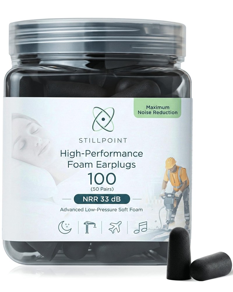 Soft Foam Earplugs, 33 dB NRR, (50 1 Count (Pack of 50), Black