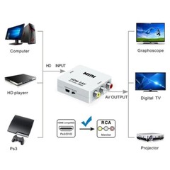 HDMI To RCA Converter Cable HDMI2AV Adapter 3RCA 1080P Composite HD Video Audio