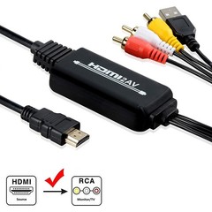 HDMI to RCA Composite AV Converter Adapter, Support PAL/NTSC, 1080P, 6.6ft.