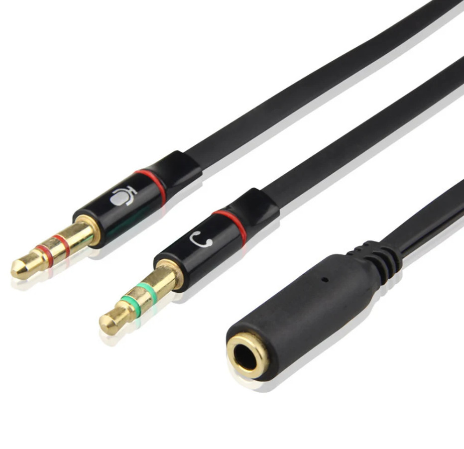 3.5mm Headset Splitter PC Gaming Audio Cable Mic Headphone Adapter Y Aux Cord