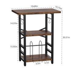 Record Player Stand with Extended Desktop,Large Record Player Rustic Brown