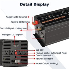 12000W Car Power Inverter DC 12V To AC 110V Sine Wave RV Boat Converter LCD