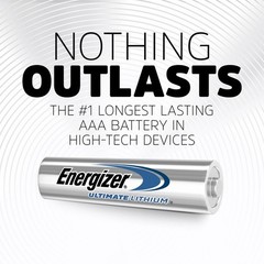 2pk Ultimate Lithium AAA Batteries: Household Single-Use, 1.5V, Metallic Silver
