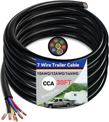 30 FT Heavy Duty 7 Wire Trailer Cable CCA 14/12/10 AWG Multi Gauge Insulated Str