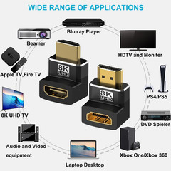 4 Pack 8K HDMI 2.1 Male to Female Adapter Right Angle Connector up down Angle
