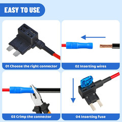 16 Pack 4 Types Fuse Tap,12V Car Add-A-Circuit Fuse Tap Holder | Standard Mini M