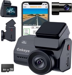NEW Gekeye M800 4K+1080P Dual Dash Cam Front Rear WiFi GPS 64GB Night Vision