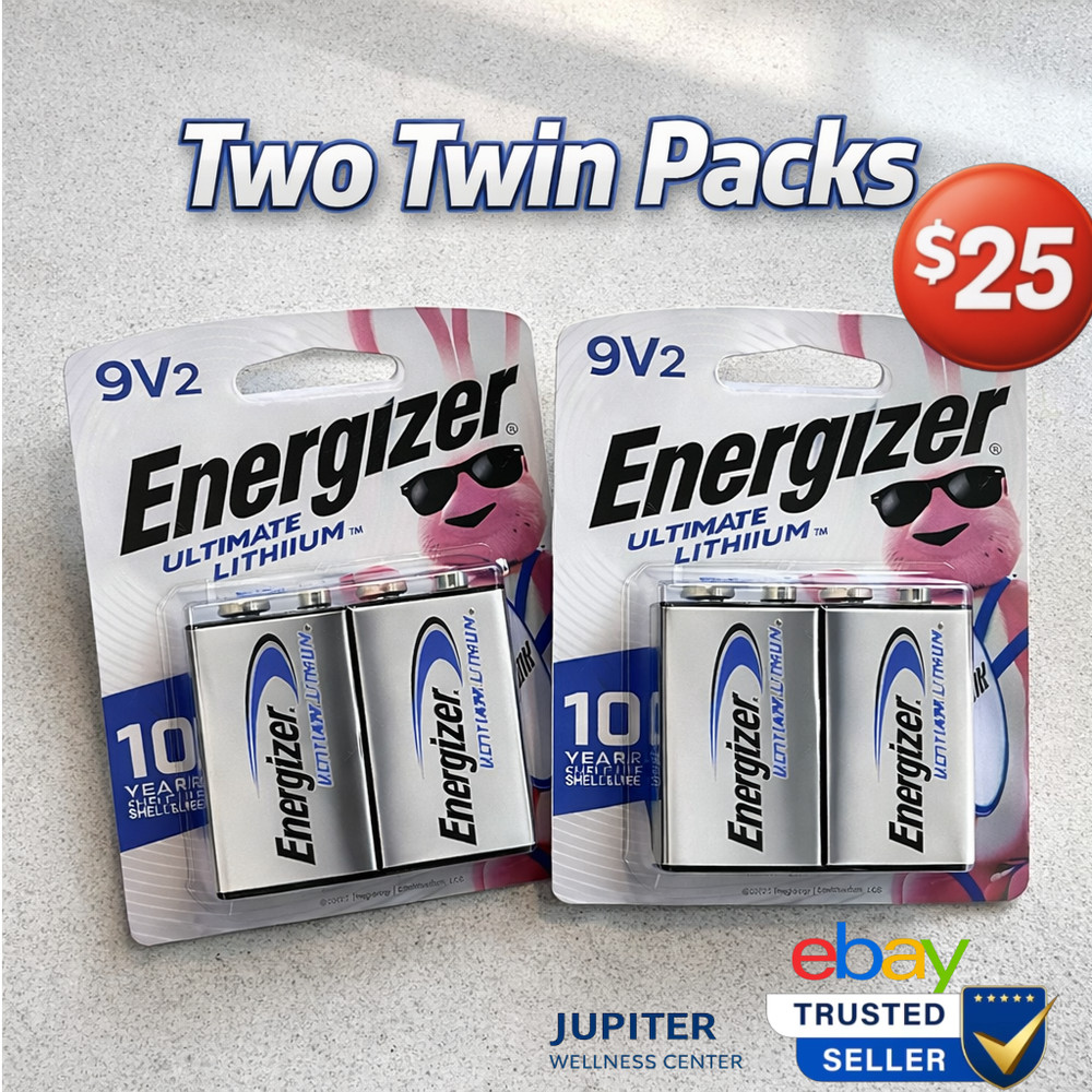 Energizer Ultimate Lithium 9V Batteries, FOUR Batteries (two 2-packs) – Exp 2035