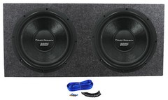 (2) Power Acoustik BAMF-154 15″ 3800w Car Subwoofers+Sealed Sub Box Enclosure