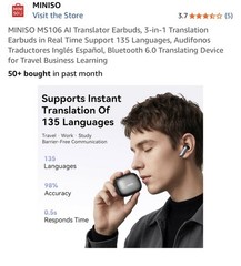 MINISO MS106 Wireless Bluetooth 6.0 In-Ear Earbuds AI Translator, Noise-Cancelli