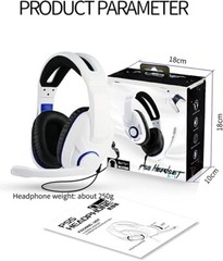 FnOoRw Stereo Gaming Headset for PS5 PS4 PC Xbox One White 3.5mm Plug