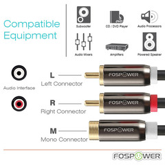 Fospower Y Adapter (8 Inch) 2 RCA (Male) to 1 RCA (Female) Stereo Audio Y Adapte