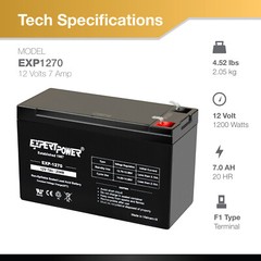 Expert Power 2 Pack- BATTERY REPL. RITAR RT1270.HAZE HZS12-7.5 F1 12V 7AH