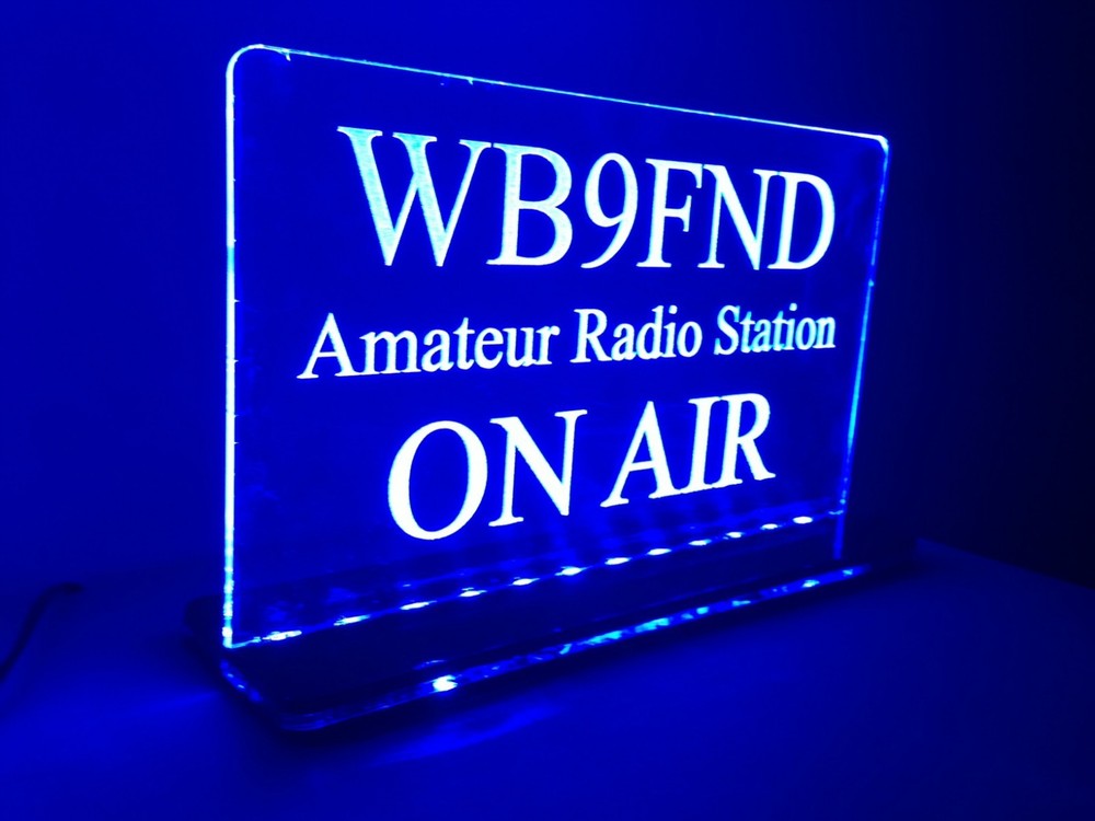 Solid Color 110V Custom Engraved LED Ham Shack Amateur Radio Call Sign Plaque