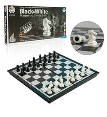 Black White Magnetic Chess Set, Portable for Kids Adults (Black)