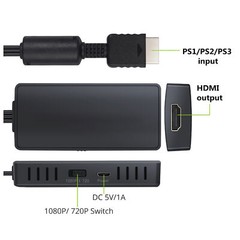 PS2 to HDMI Video Converter Adapter HD 1080P for PlayStation 1/2/3 HDTV Monitor
