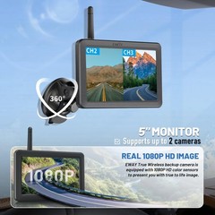 EWAY Wireless WiFi 1 Backup Camera, 1X Camera with 5 Inch Monitor