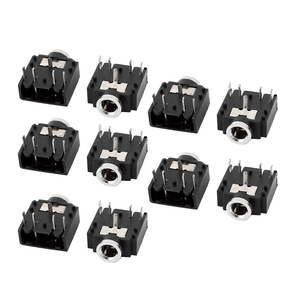 10 Pack 3.5mm Female Stereo Audio Socket Headphone Jack Connector 5Pin PCB Mount